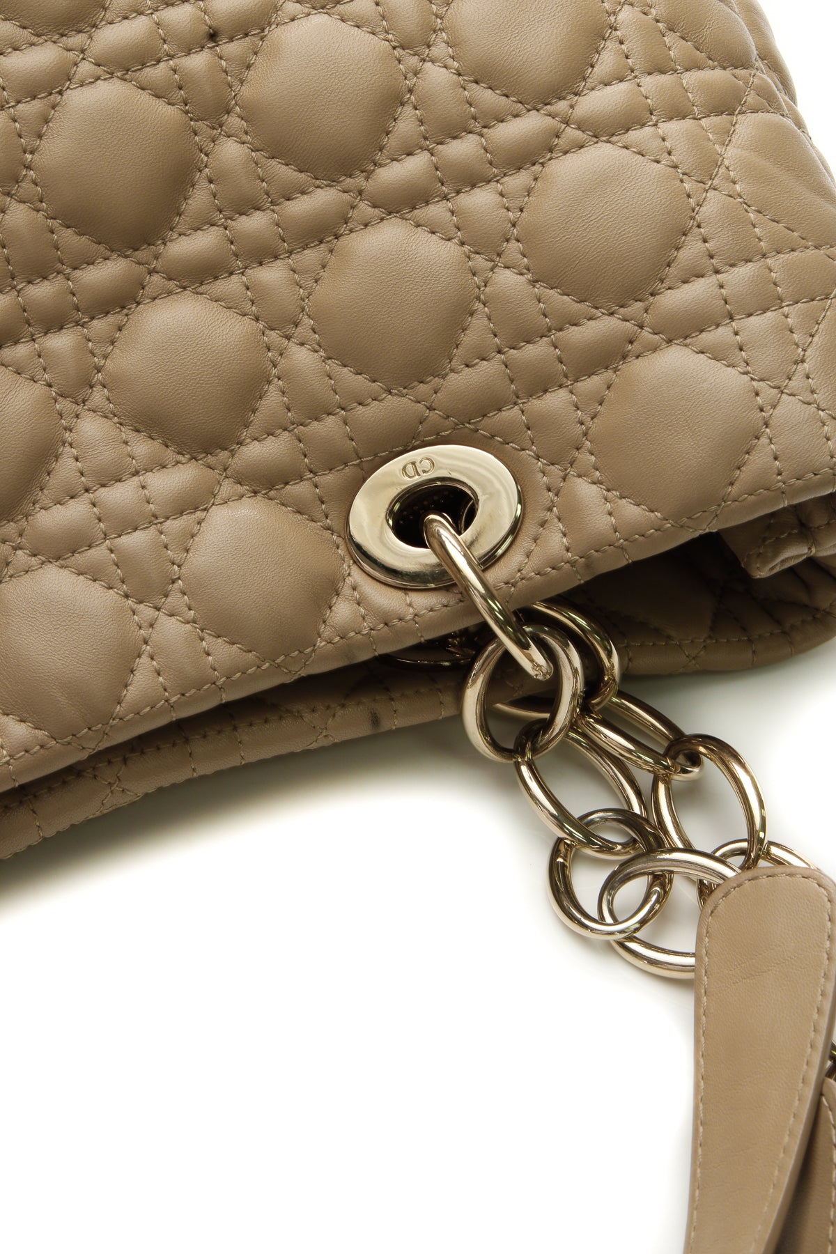 Cannage Large Shopping Tote Bag - Beige