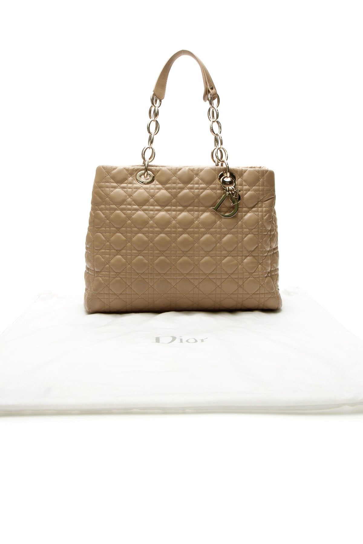 Cannage Large Shopping Tote Bag - Beige