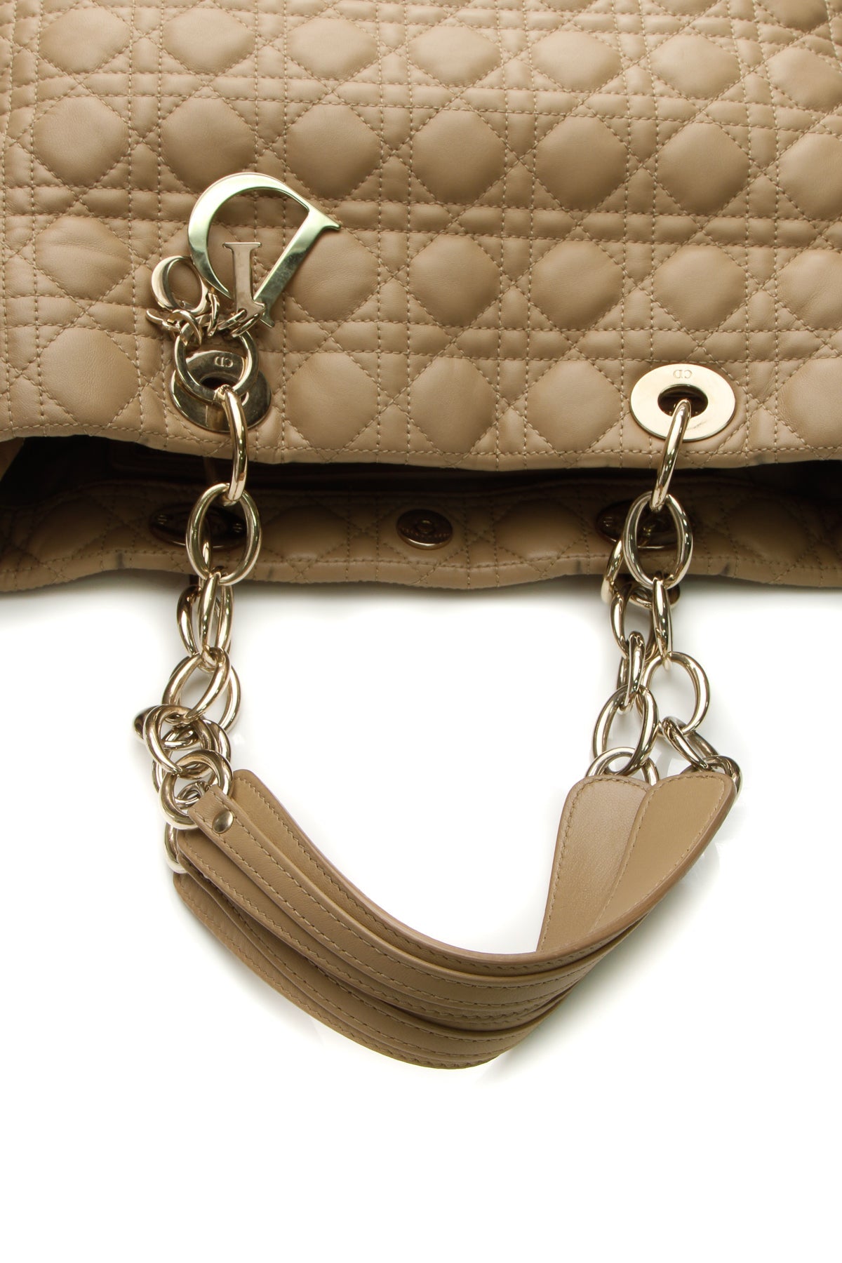 Cannage Large Shopping Tote Bag - Beige