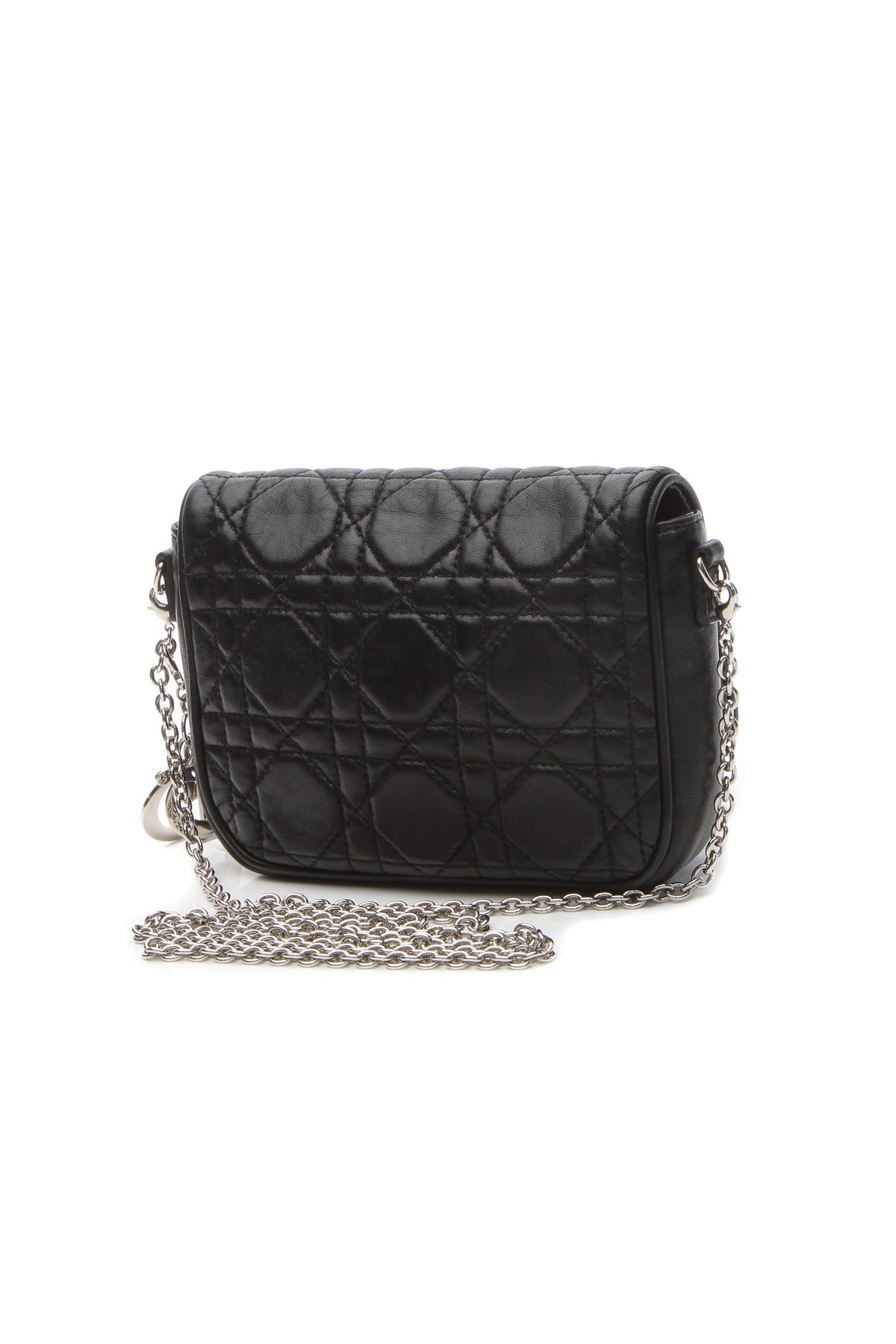 Cannage Mini Flap Chain Bag - Black