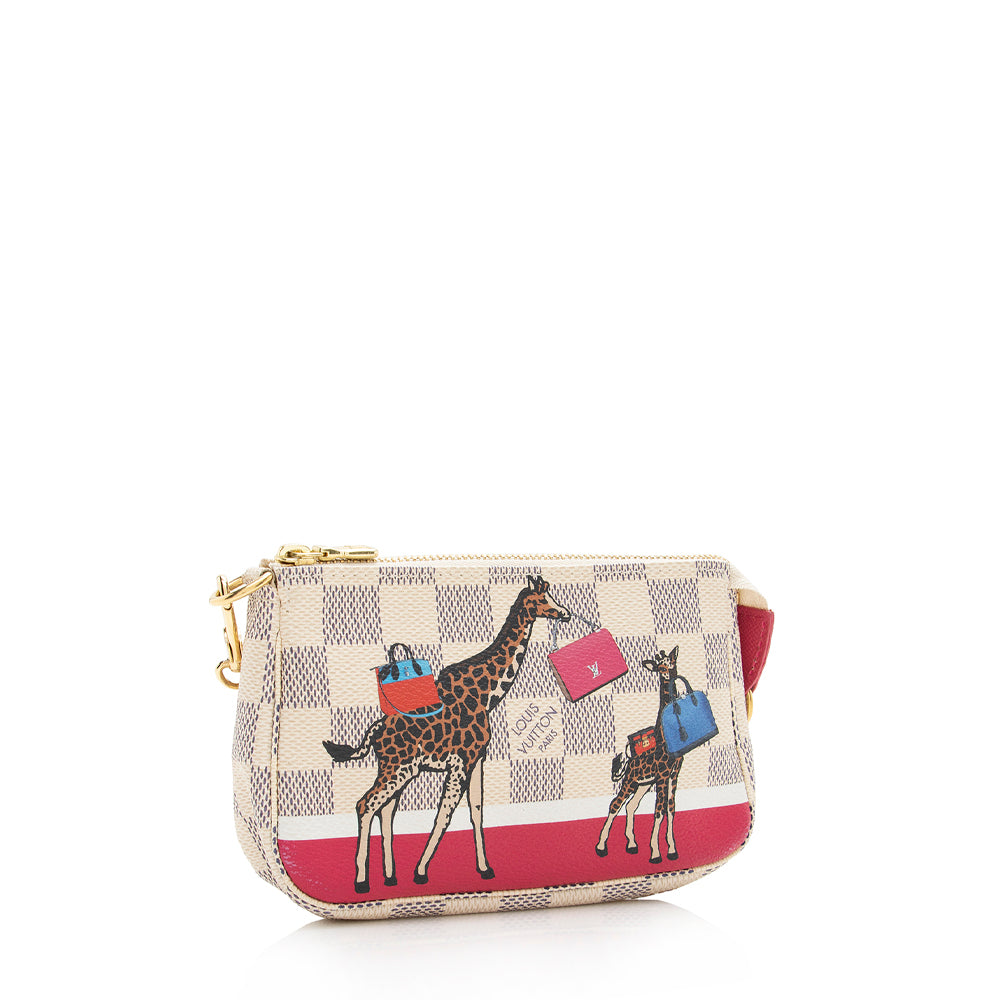 Louis Vuitton Limited Edition Damier Azur Animation Giraffe Mini Pochette Accessoires (SHF-18071)