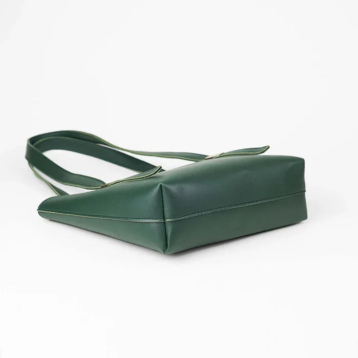 Minimalist Green Faux Leather Tote Bag