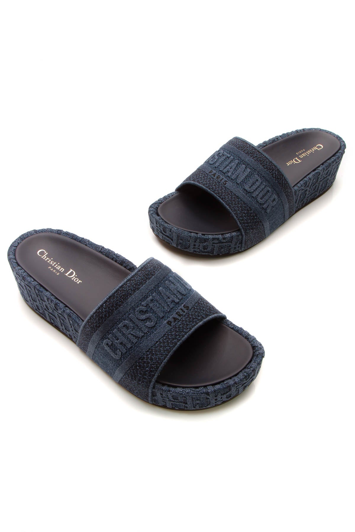 Dway Platform Slide Sandals - Denim Oblique Size 42