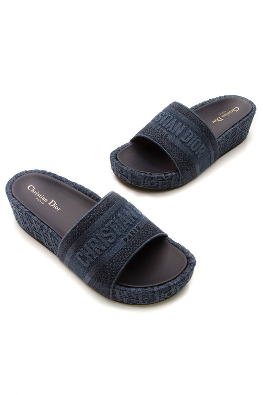 Dway Platform Slide Sandals - Denim Oblique Size 42