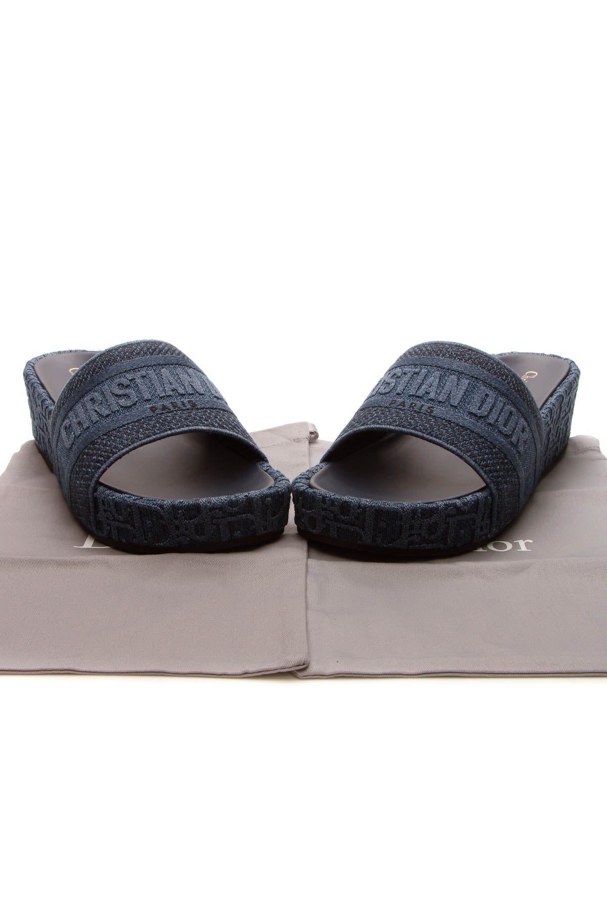 Dway Platform Slide Sandals - Denim Oblique Size 42