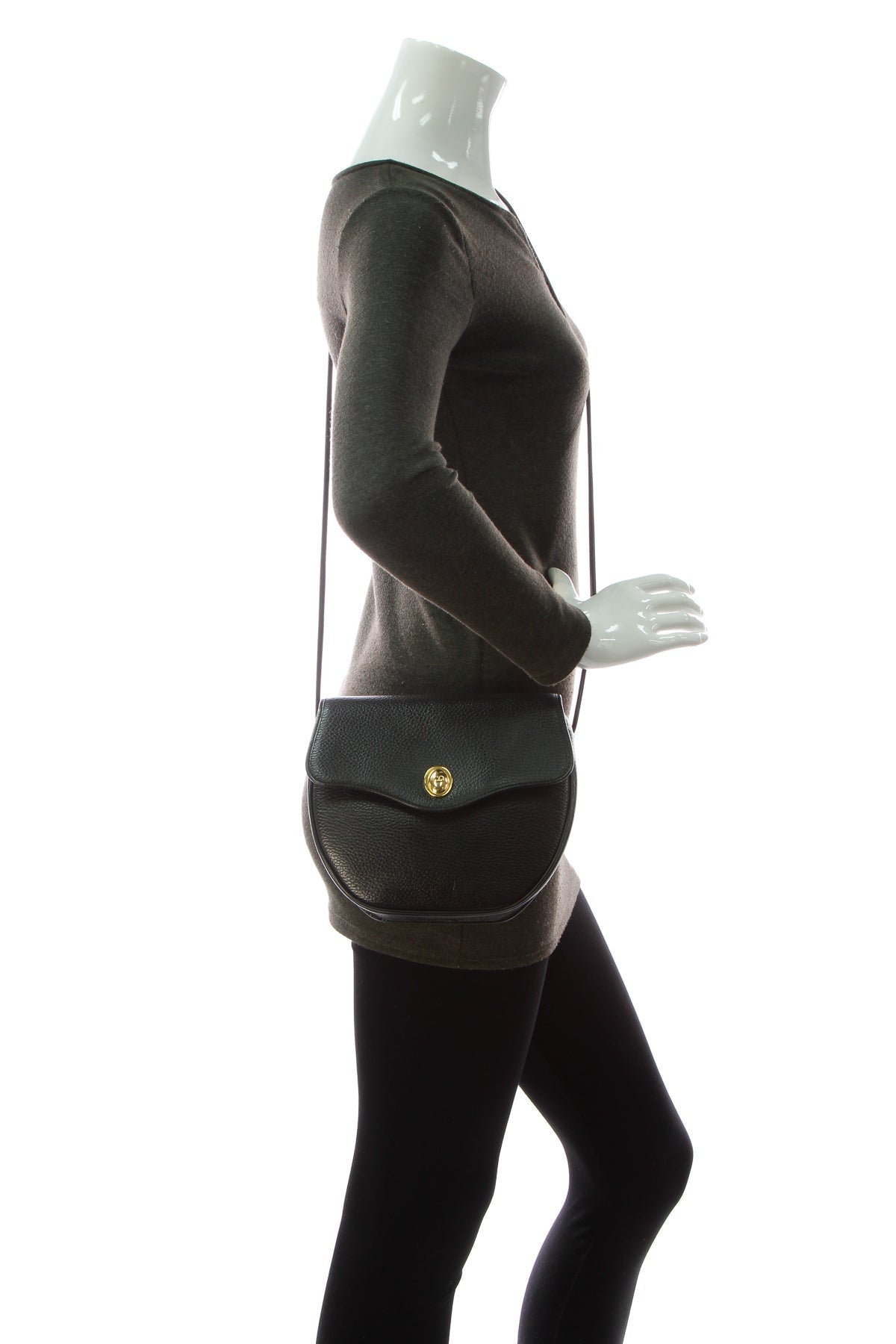 Vintage Flap Crossbody Bag - Black