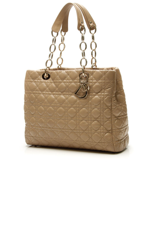 Cannage Large Shopping Tote Bag - Beige