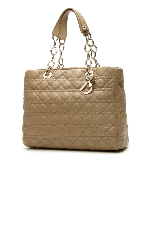 Cannage Large Shopping Tote Bag - Beige