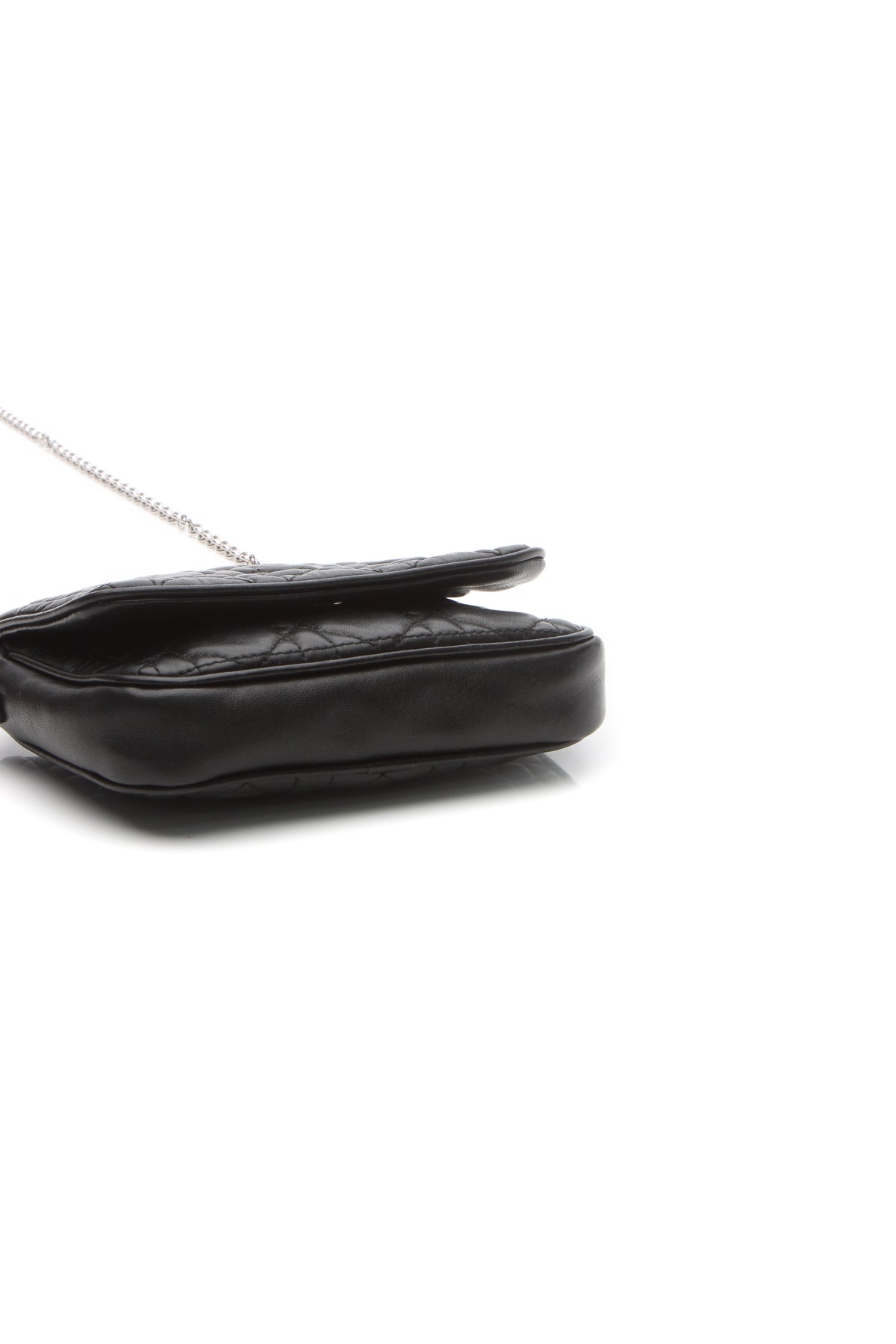 Cannage Mini Flap Chain Bag - Black