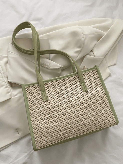 Vintage-Inspired Woven Cream Shoulder Bag